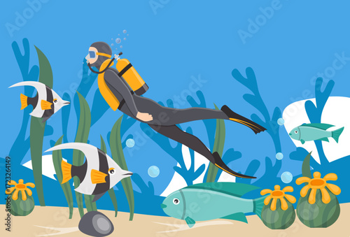 Diving Concept Illustration Vector Style