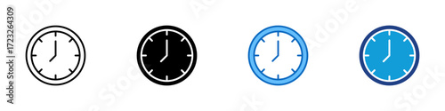 Time Multiple Style Icon Design Vector - Round analog clock face indicating time or schedule