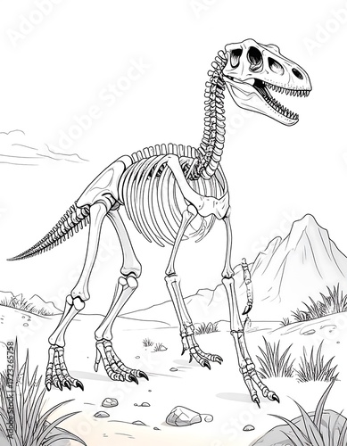 Dinosaur skeleton coloring page
