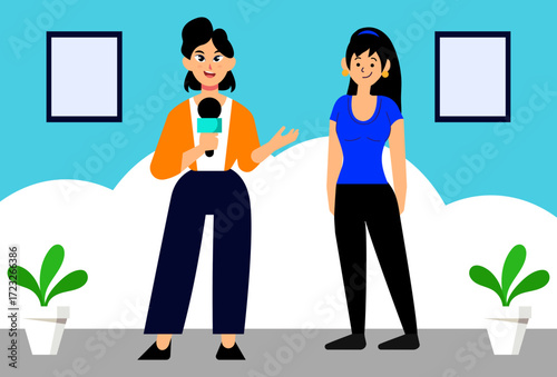 Journalist Female Concept Illustration Vector Style