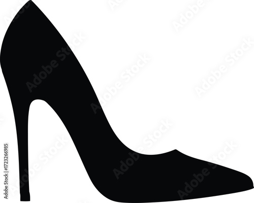 Elegant black stiletto high heel shoe silhouette fashionable footwear vector