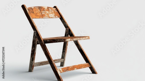 Worn wooden folding chair