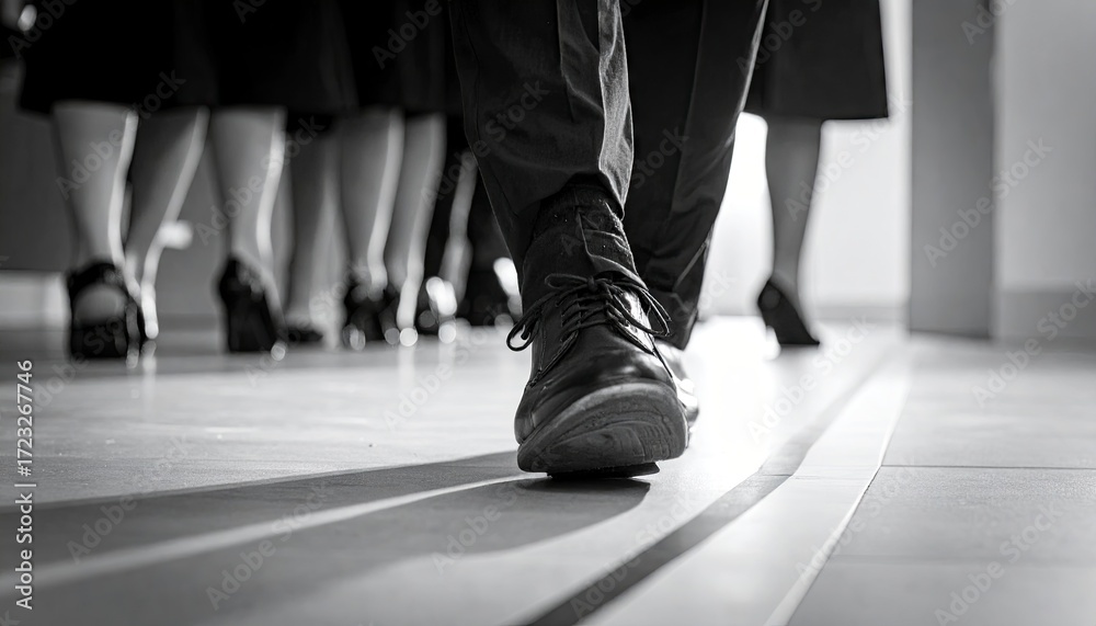 Fototapeta premium People Walking In A Hallway.