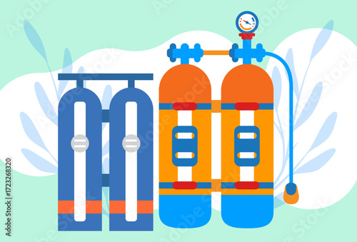 Diving Tank Concept Illustration Vector Style
