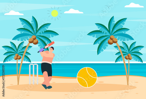 Beach Baseball Concept Illustration Vector Style