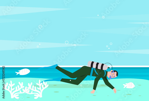 Diving Concept Illustration Vector Style