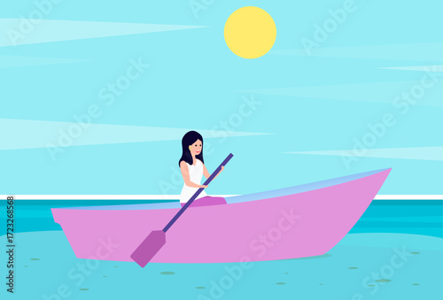 Canoeing Concept Illustration Vector Style
