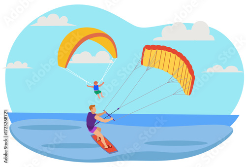 Kitesurfing Concept Illustration Vector Style