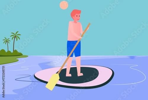 Paddleboarding Concept Illustration Vector Style