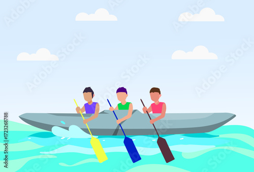 Rowing Concept Illustration Vector Style