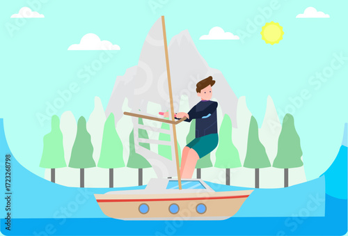 Sailing Concept Illustration Vector Style