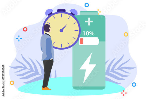 Battery Life Concept Illustration Vector Style