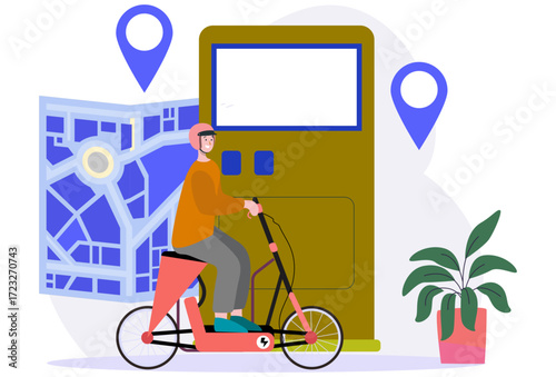 Electric Bike Share Concept Illustration Vector Style