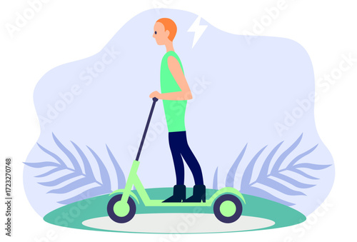 Electric Kick Scooter Concept Illustration Vector Style
