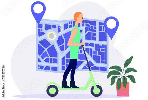 Electric Scooter Share Concept Illustration Vector Style