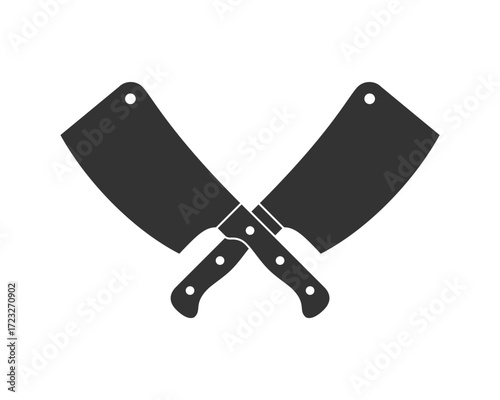 Knives for meat graphic icon. Crossed kitchen knives isolated sign on white background. Butchery symbol. Vector illustration