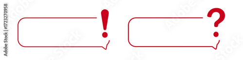 Red exclamation and question mark speech bubbles.