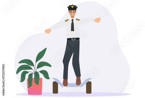 Police Officer On Self Balancing Transporter Concept Illustration Vector Style