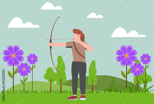 Bow And Arrow Concept Illustration Vector Style
