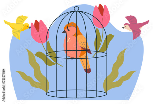Cage Concept Illustration Vector Style