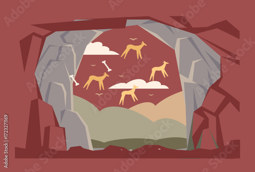 Cave Painting Concept Illustration Vector Style