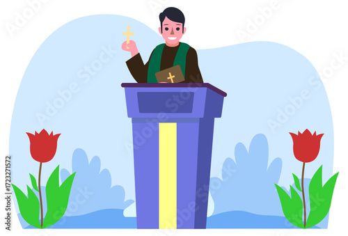 Priest Concept Illustration Vector Style