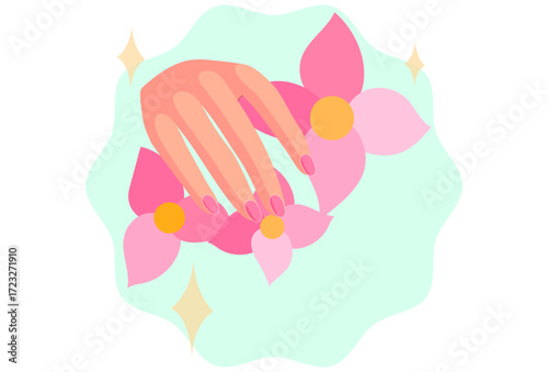 Easter Nail Concept Illustration Vector Style