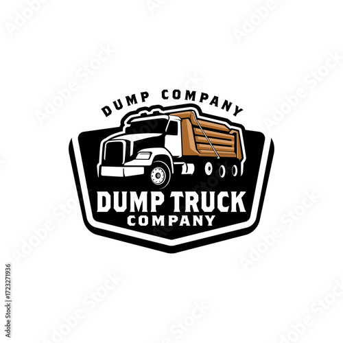 Dump Truck Trucking Industrial Heavy Transportation Logo Template Vector