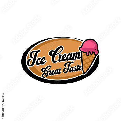 Ice Cream Cone Logo for Food Truck Fast Food Template Vector 