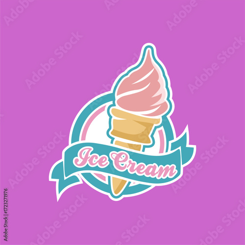 Ice Cream Cone Logo for Food Truck Fast Food Template Vector 