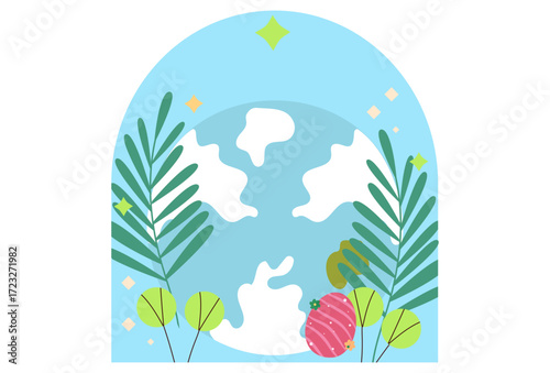 Easter Map Concept Illustration Vector Style