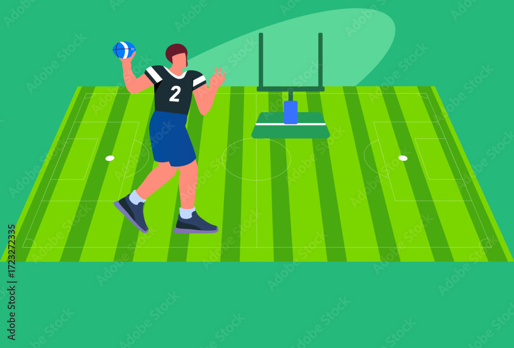 Fototapeta premium Rugby Goal Concept Illustration Vector Style