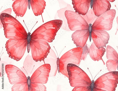 Watercolor butterflies on white background