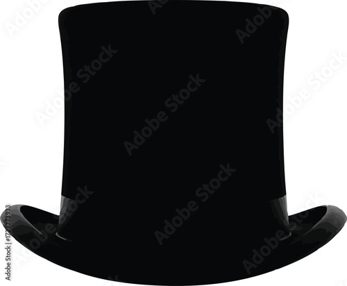 Classic black top hat isolated on white elegant formal headwear vector