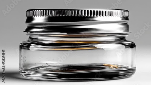 Empty glass jar with metal lid