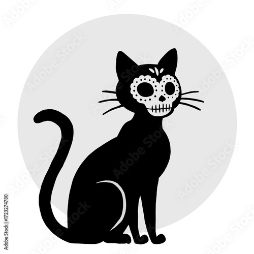 Luna llena gato catrina.