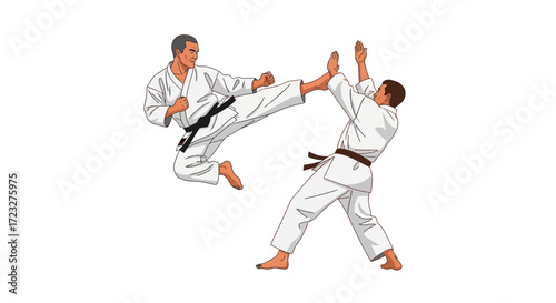 Dynamic martial arts action scene showcasing advanced kicking technique