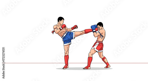 Dynamic Muay Thai clash illustration showcasing precision striking technique