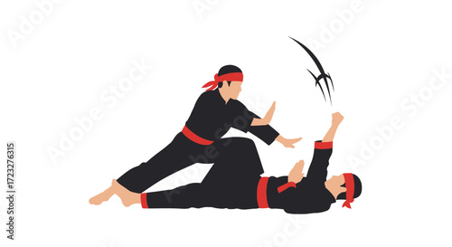 Dynamic Pencak Silat Action Illustration showcasing Martial Art Techniques