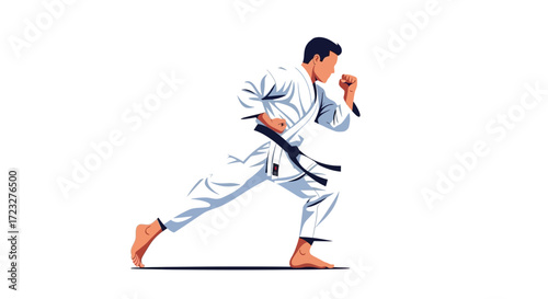 Dynamic vector illustration of a martial artist practicing karate techniques