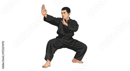 Illustration depicting a martial artist practicing self defense techniques