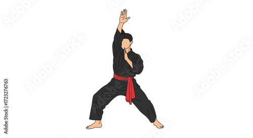 Illustration of a martial arts master demonstrating traditional stance