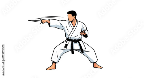 Illustrative martial artist performing shuto strike with precision