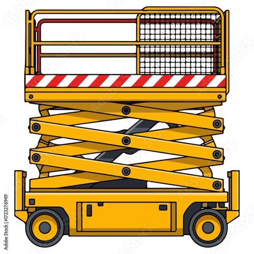 Yellow Scissor Lift Platform for Construction Work.