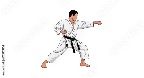 Karate stance illustration emphasizing focus and martial discipline