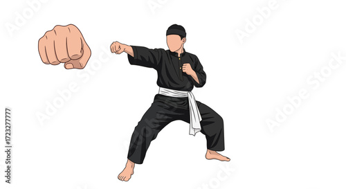 Vector Illustration of Indonesian martial arts Pencak Silat stance posture