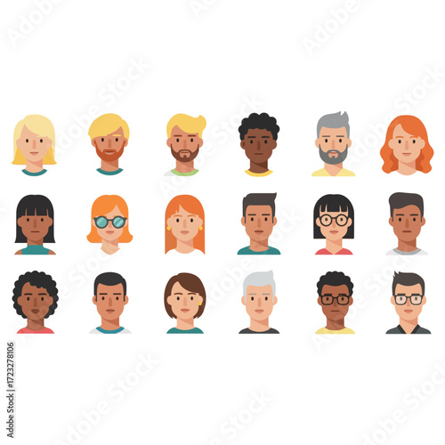 Collection of diverse cartoon people portraits and avatars.
