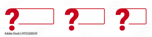 Red question marks with rectangular borders in a row.