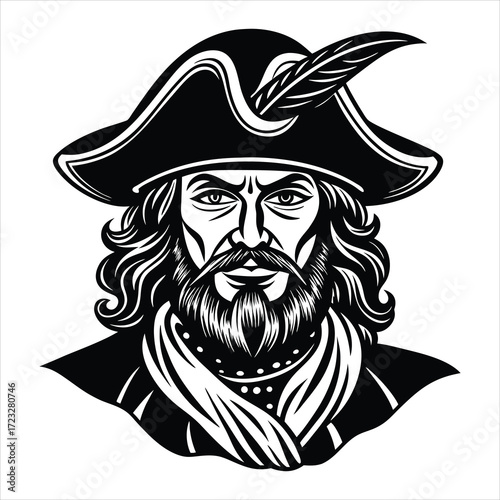 Pirate captain portrait with detailed textures
