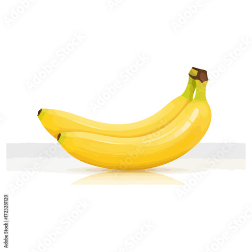 Two Ripe Yellow Bananas on a White Surface.
